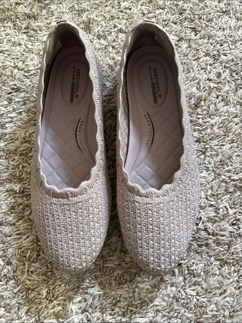 Skechers Women's Arch Fit Knit Ballet Flat - Beige